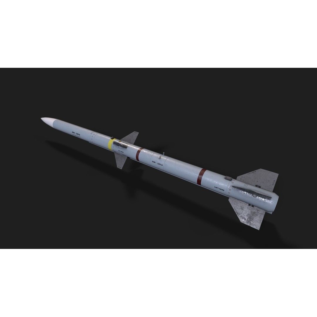 AIM-120 Air to Air Missile 3D Model – Low Poly Game Asset, FBX - View 8