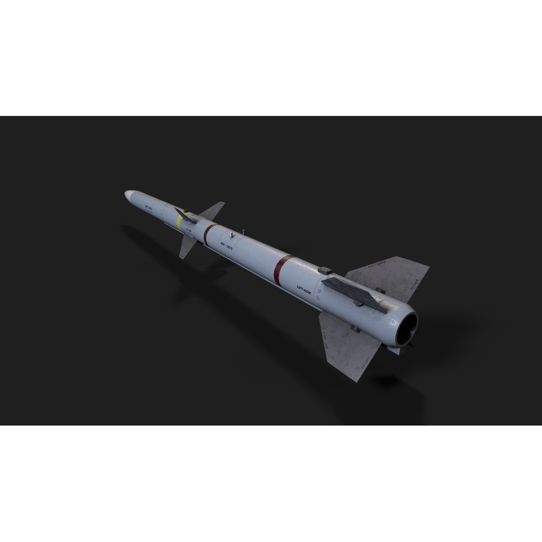AIM-120 Air to Air Missile 3D Model – Low Poly Game Asset, FBX - View 9
