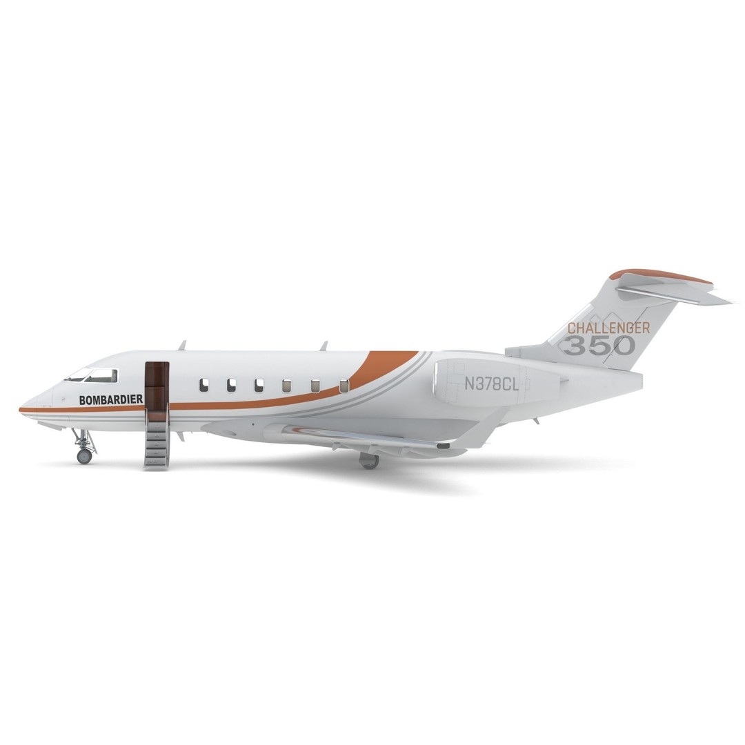 Bombardier Challenger 350 3D Model – High-Quality Aircraft Asset, FBX, OBJ - View 10