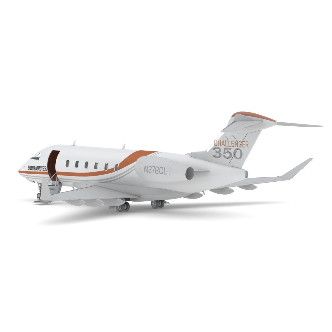 Bombardier Challenger 350 3D Model – High-Quality Aircraft Asset, FBX, OBJ - View 14