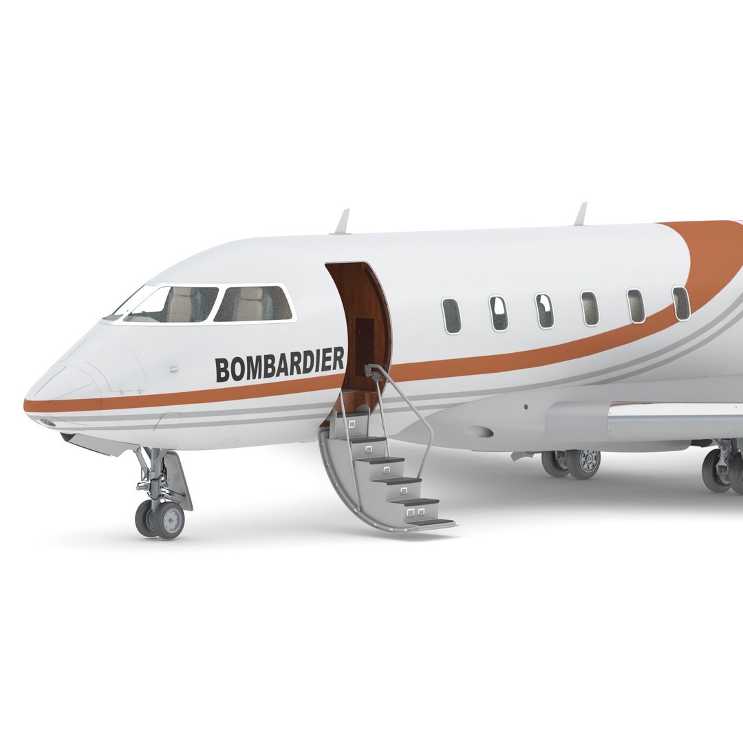 Bombardier Challenger 350 3D Model – High-Quality Aircraft Asset, FBX, OBJ - View 15