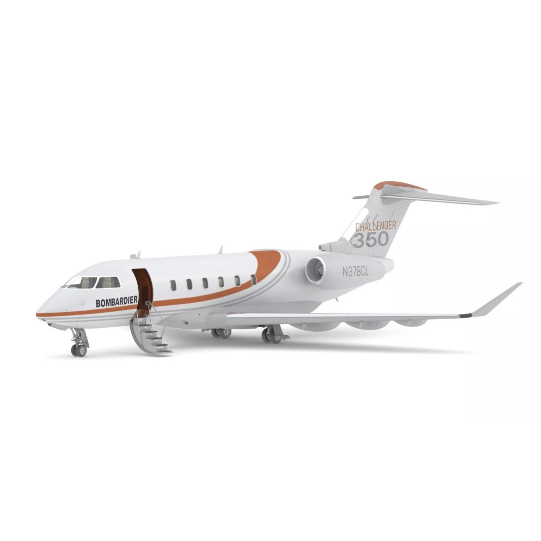Bombardier Challenger 350 3D Model – High-Quality Aircraft Asset, FBX, OBJ - View 2