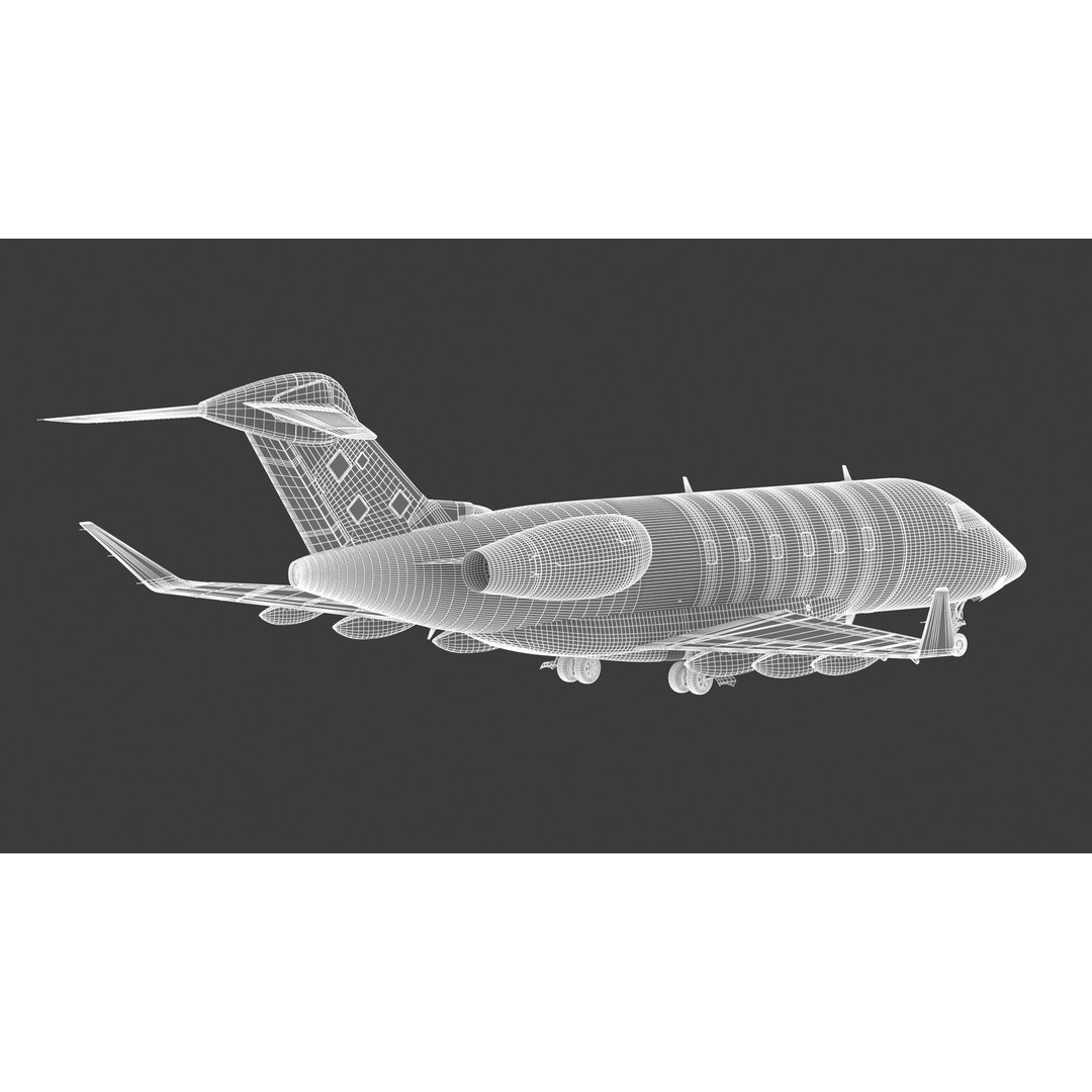 Bombardier Challenger 350 3D Model – High-Quality Aircraft Asset, FBX, OBJ - View 34