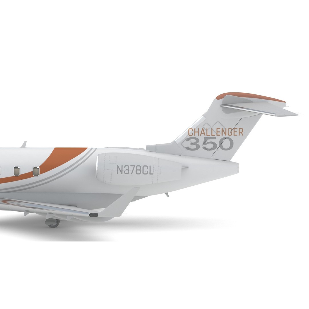 Bombardier Challenger 350 3D Model – High-Quality Aircraft Asset, FBX, OBJ - View 8