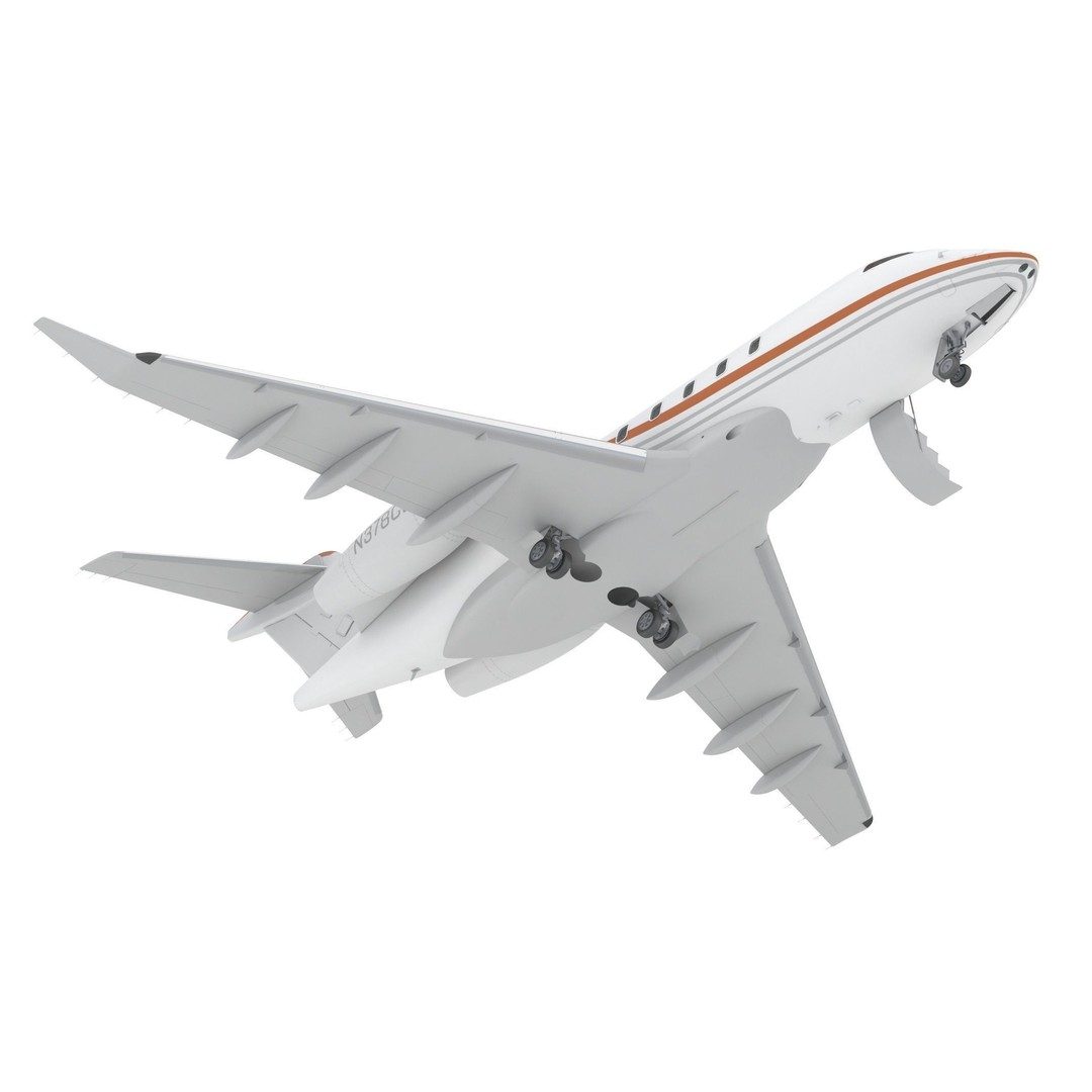 Bombardier Challenger 350 3D Model – High-Quality Aircraft Asset, FBX, OBJ - View 9