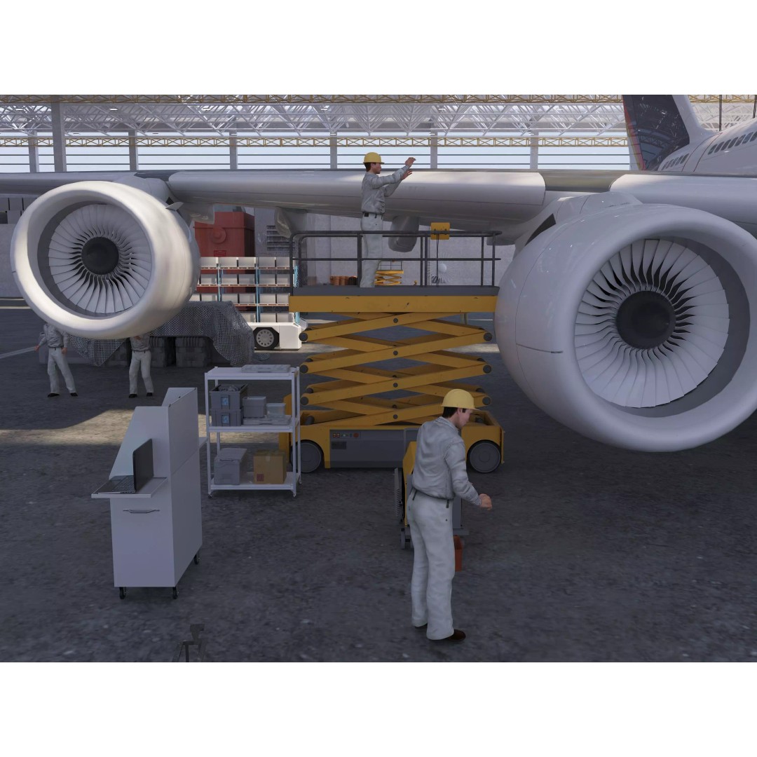 Aircraft Maintenance Factory 3D Model – Industrial Scene with Textures - View 4
