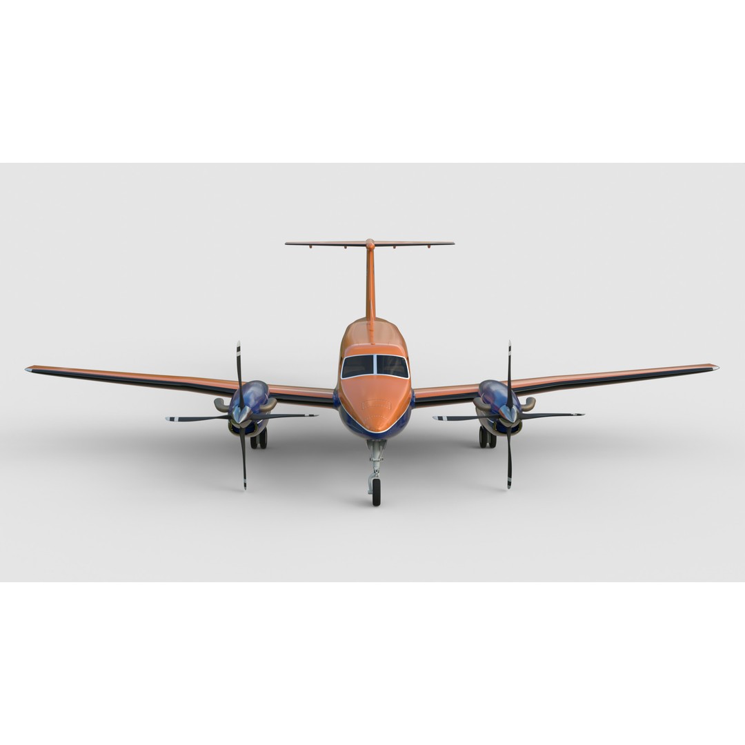 Beechcraft King Air 3D Model – LifeMed Alaska Livery, Game Ready FBX - View 10