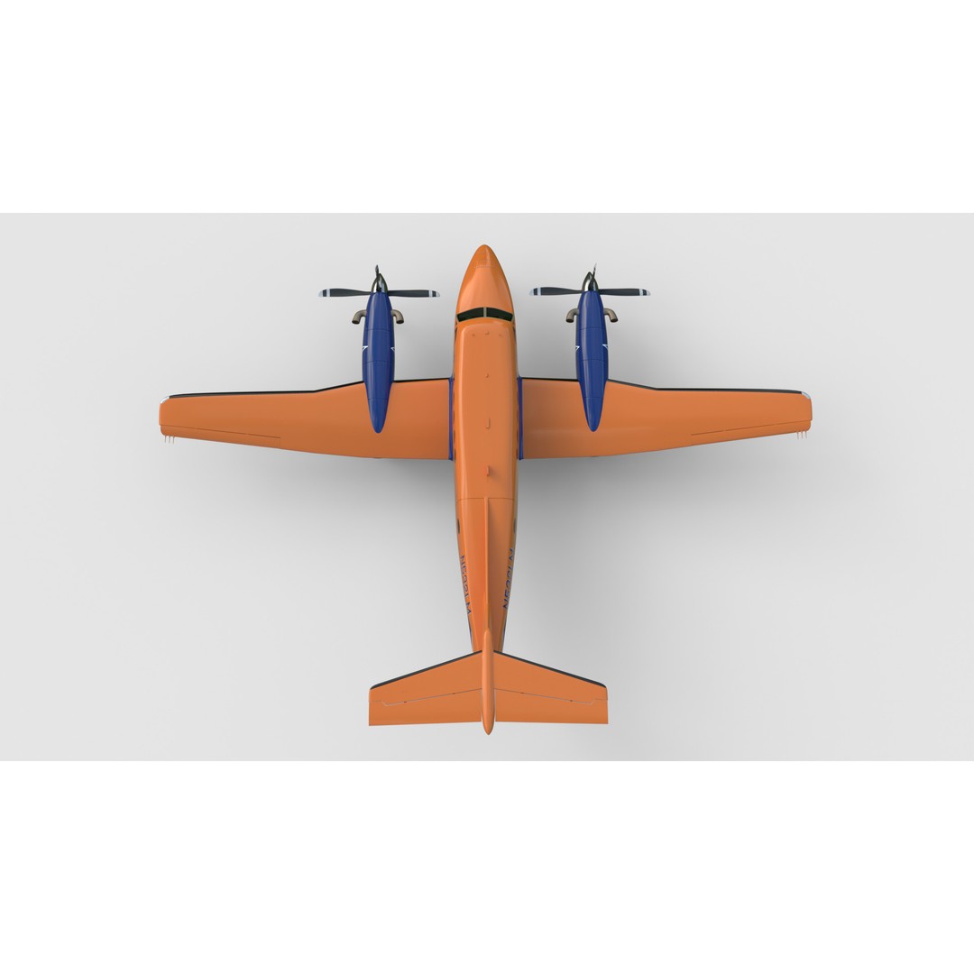 Beechcraft King Air 3D Model – LifeMed Alaska Livery, Game Ready FBX - View 12
