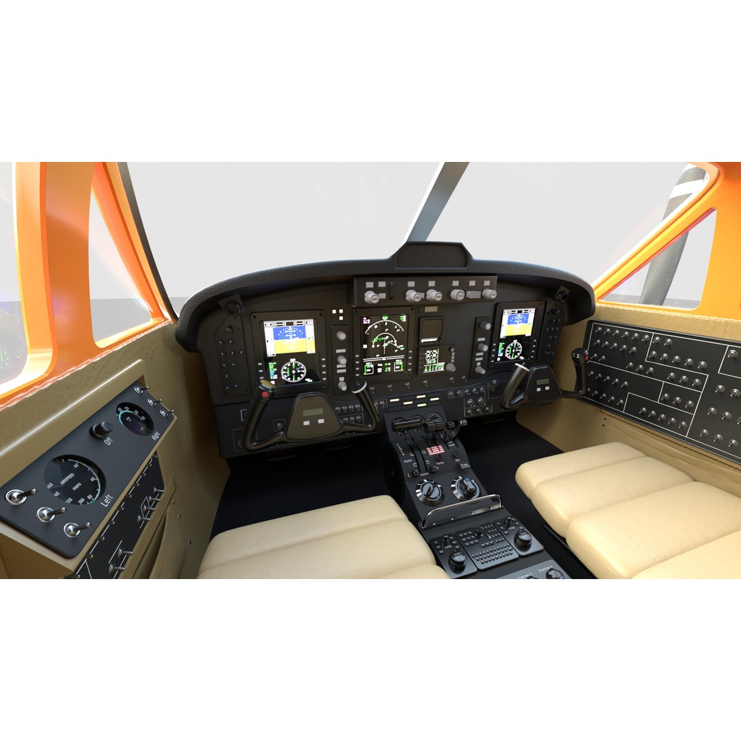 Beechcraft King Air 3D Model – LifeMed Alaska Livery, Game Ready FBX - View 14