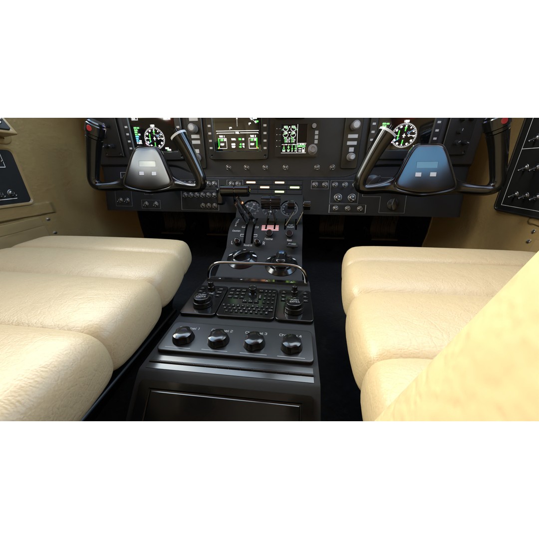 Beechcraft King Air 3D Model – LifeMed Alaska Livery, Game Ready FBX - View 15