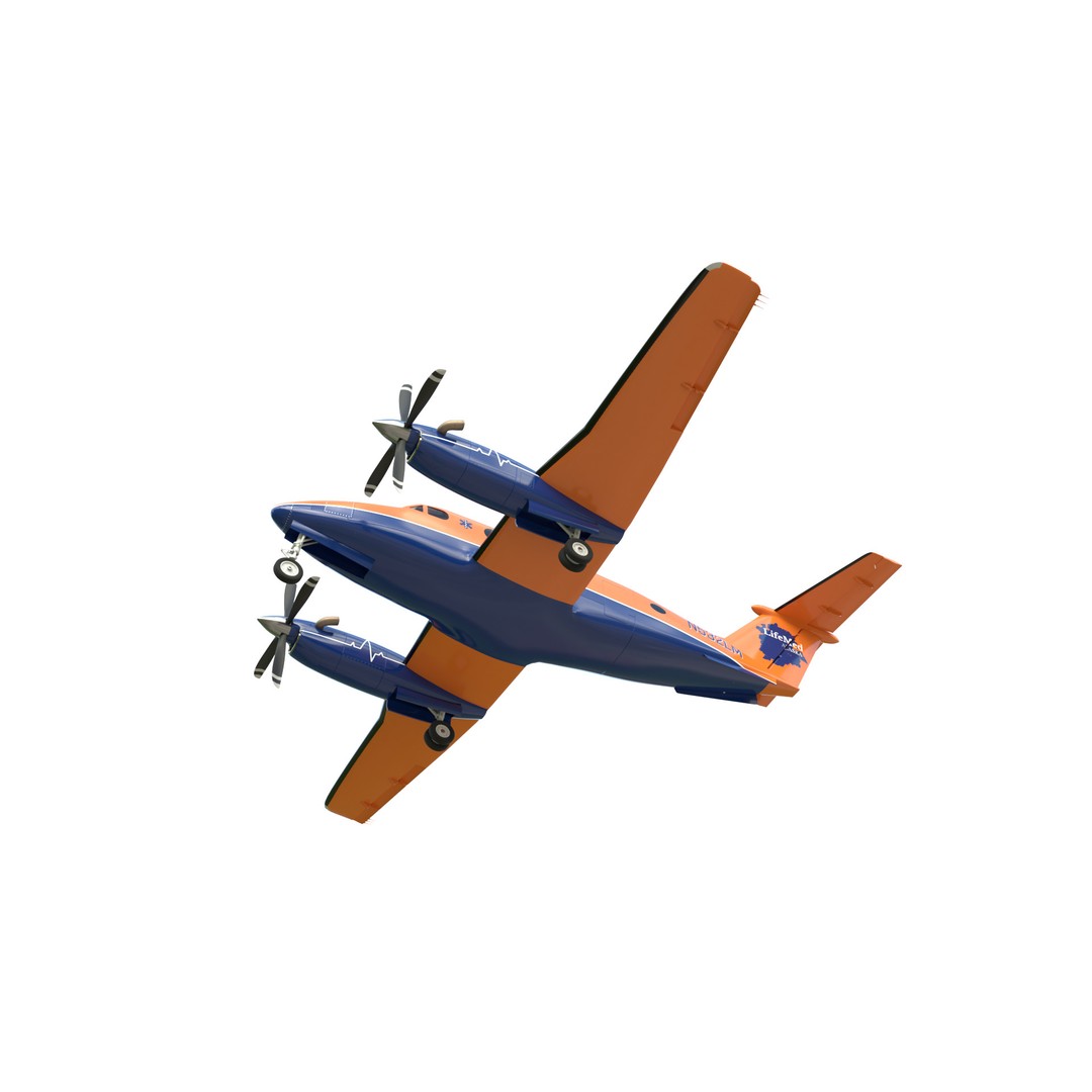 Beechcraft King Air 3D Model – LifeMed Alaska Livery, Game Ready FBX - View 18