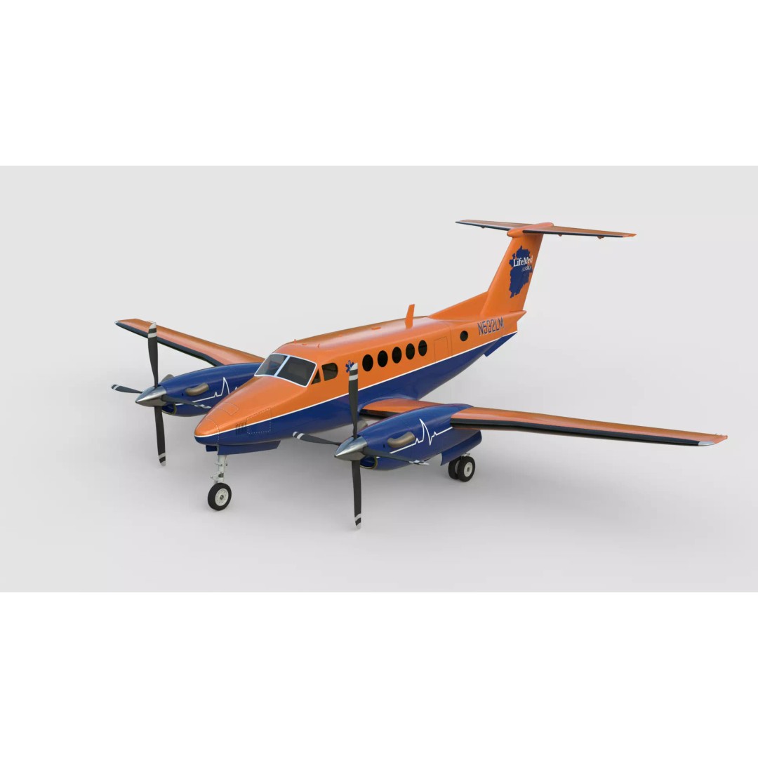 Beechcraft King Air 3D Model – LifeMed Alaska Livery, Game Ready FBX - View 2