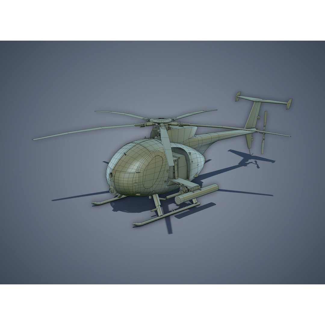 Hughes AH-6 Little Bird 3D Model – Low Poly Game Asset, FBX - View 10
