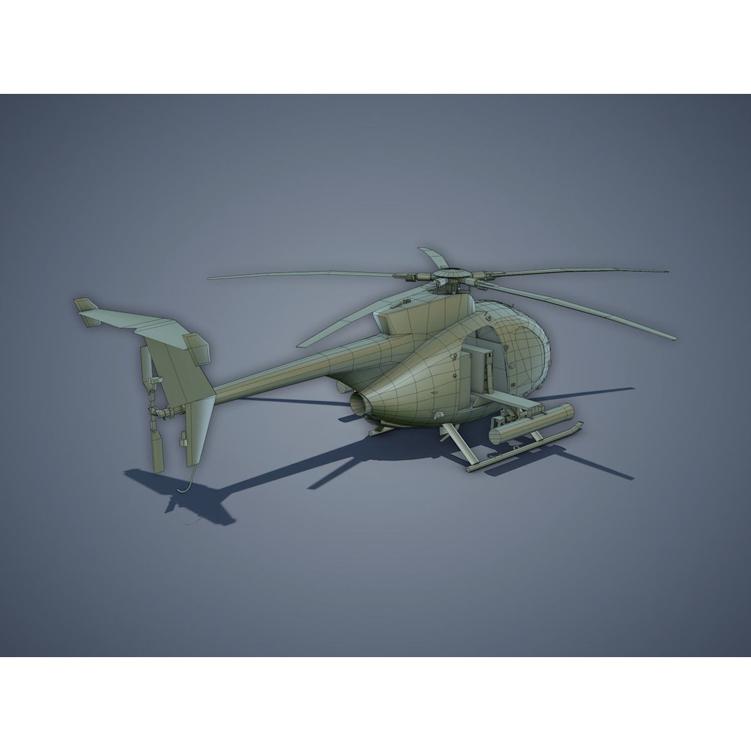Hughes AH-6 Little Bird 3D Model – Low Poly Game Asset, FBX - View 11
