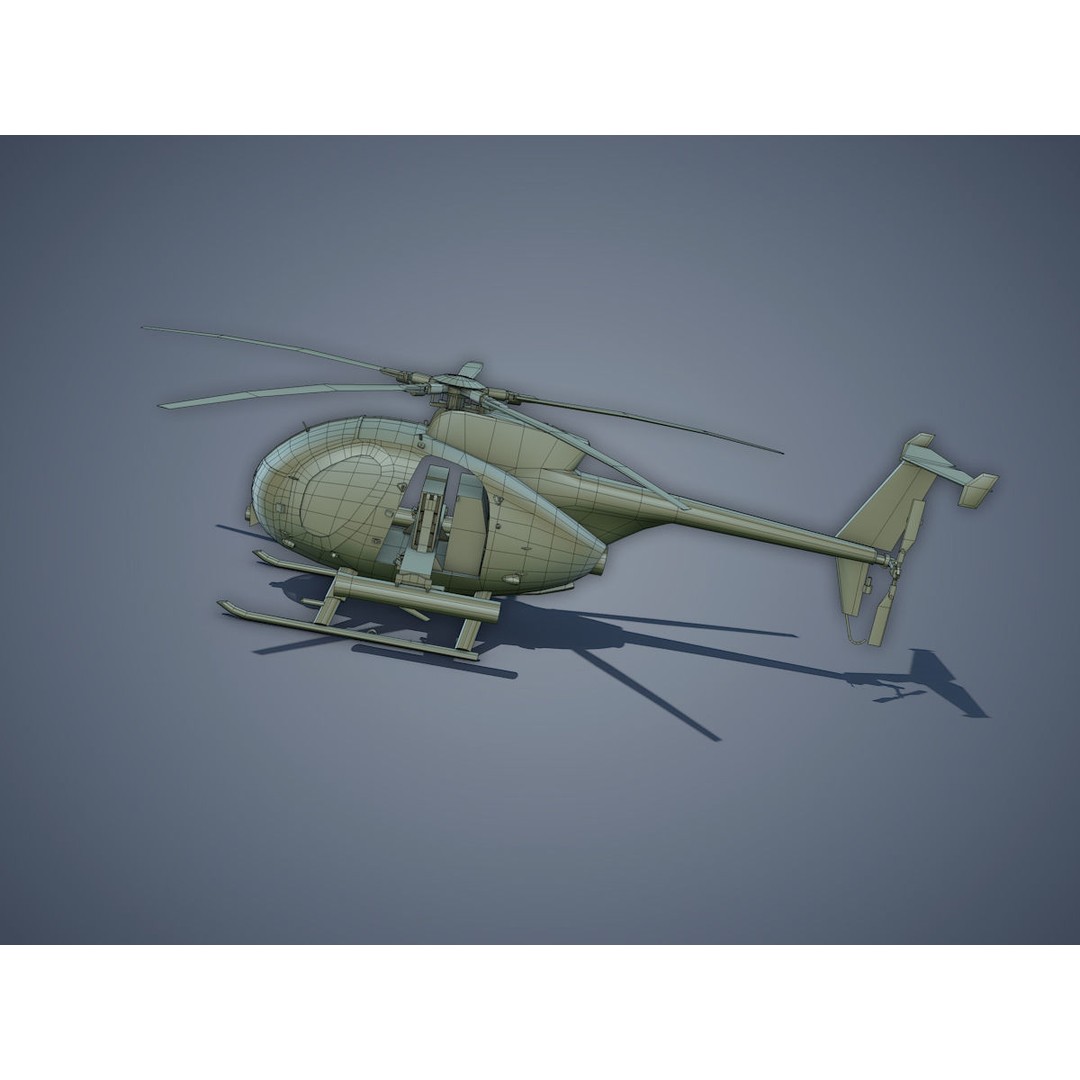 Hughes AH-6 Little Bird 3D Model – Low Poly Game Asset, FBX - View 12