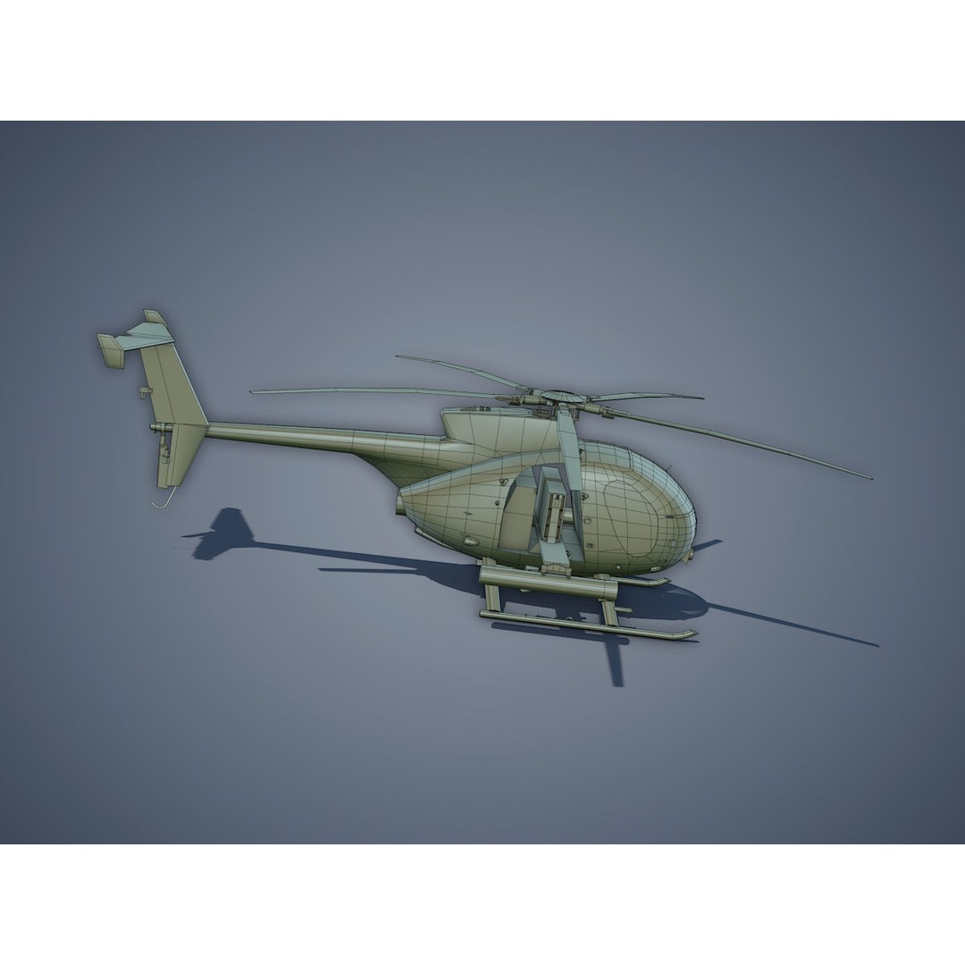 Hughes AH-6 Little Bird 3D Model – Low Poly Game Asset, FBX - View 13