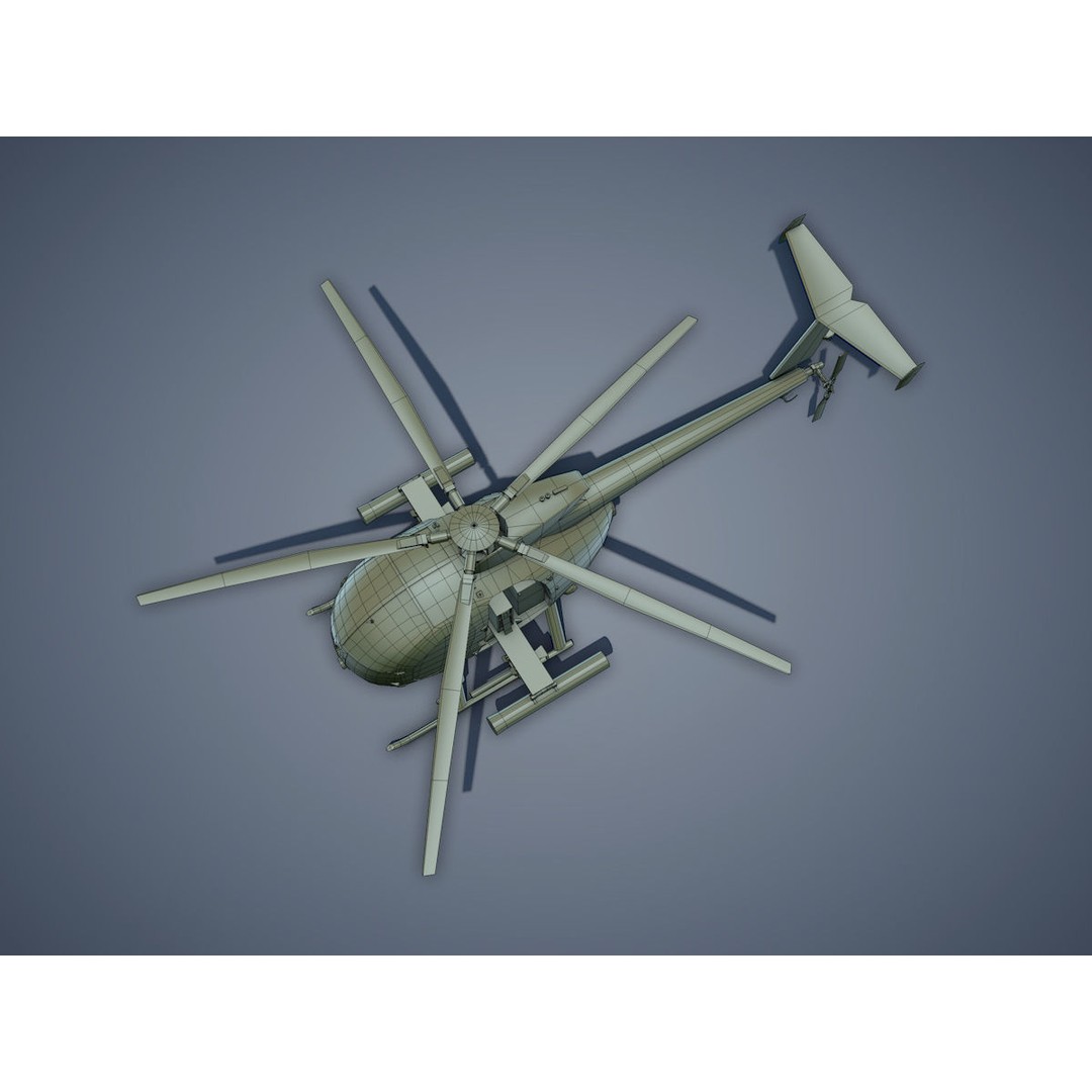 Hughes AH-6 Little Bird 3D Model – Low Poly Game Asset, FBX - View 14