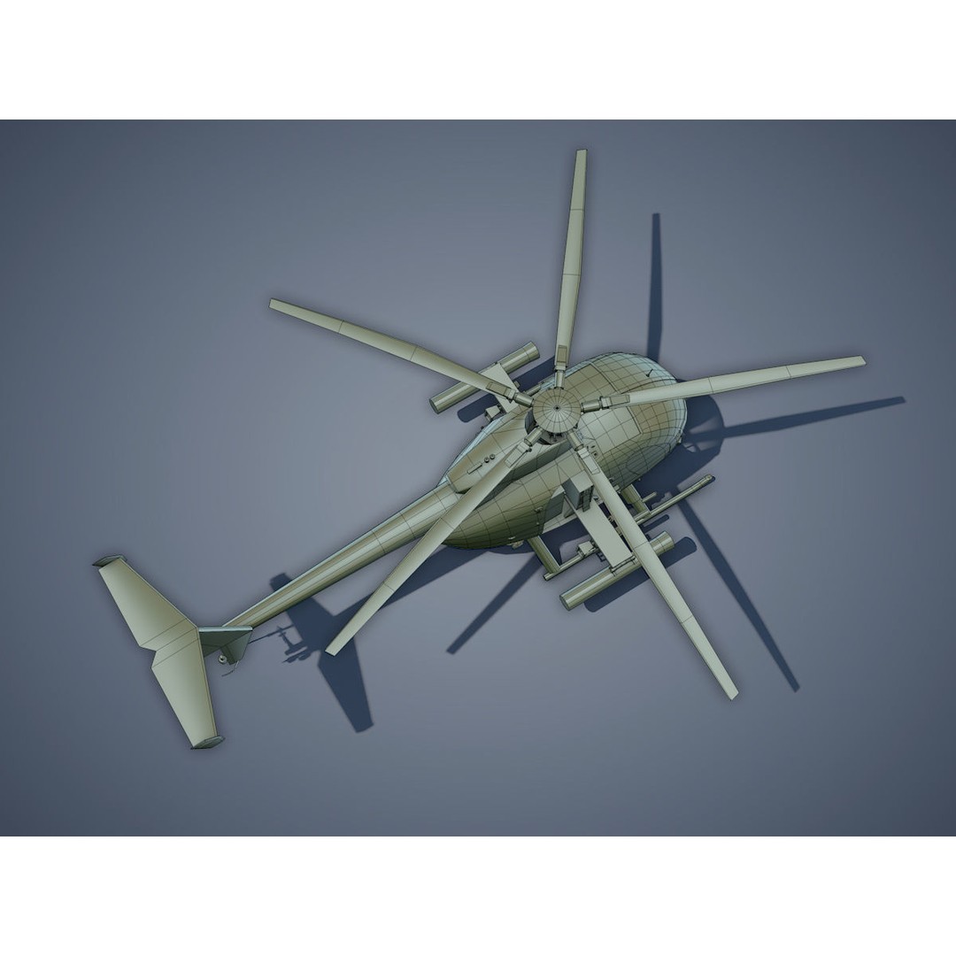 Hughes AH-6 Little Bird 3D Model – Low Poly Game Asset, FBX - View 15