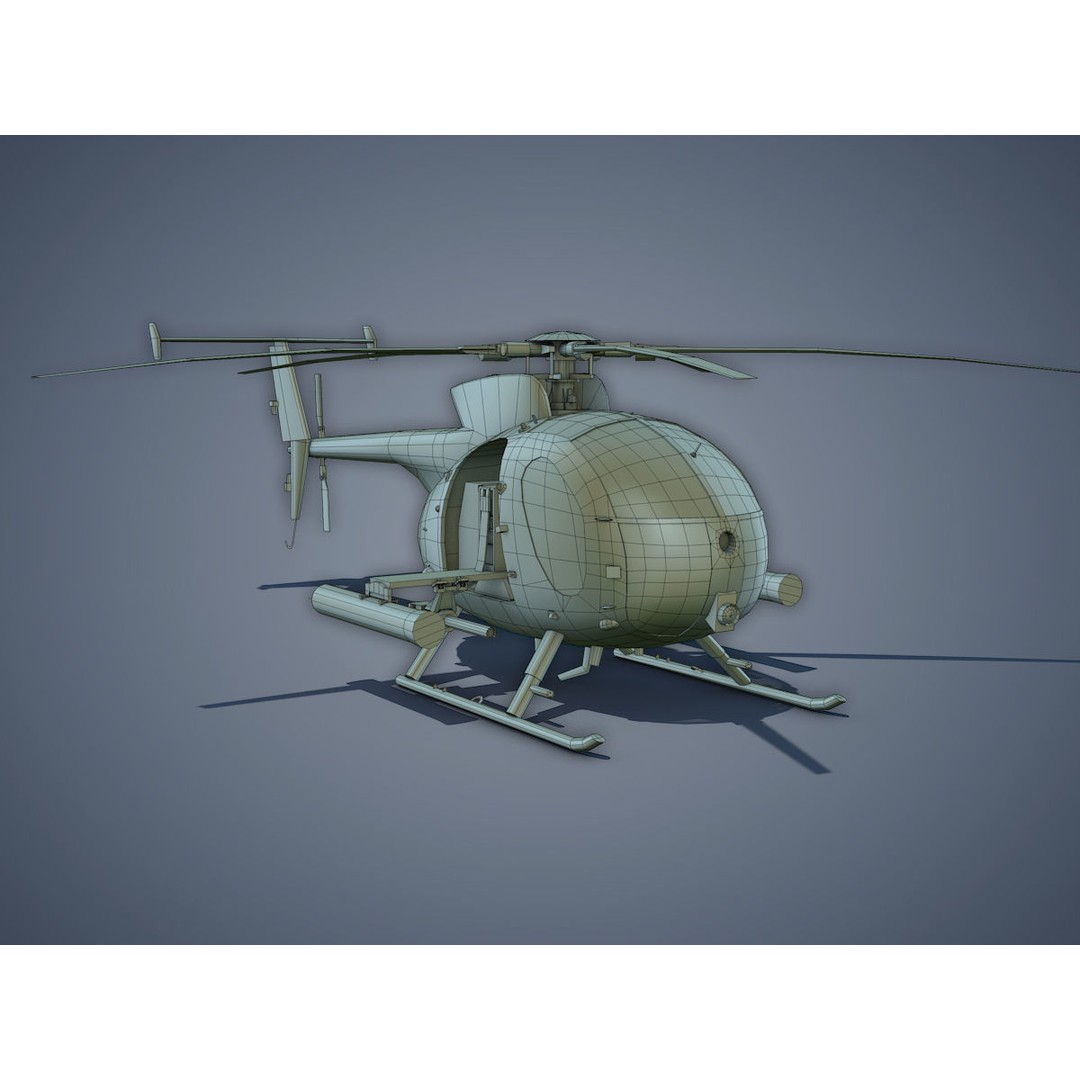 Hughes AH-6 Little Bird 3D Model – Low Poly Game Asset, FBX - View 16