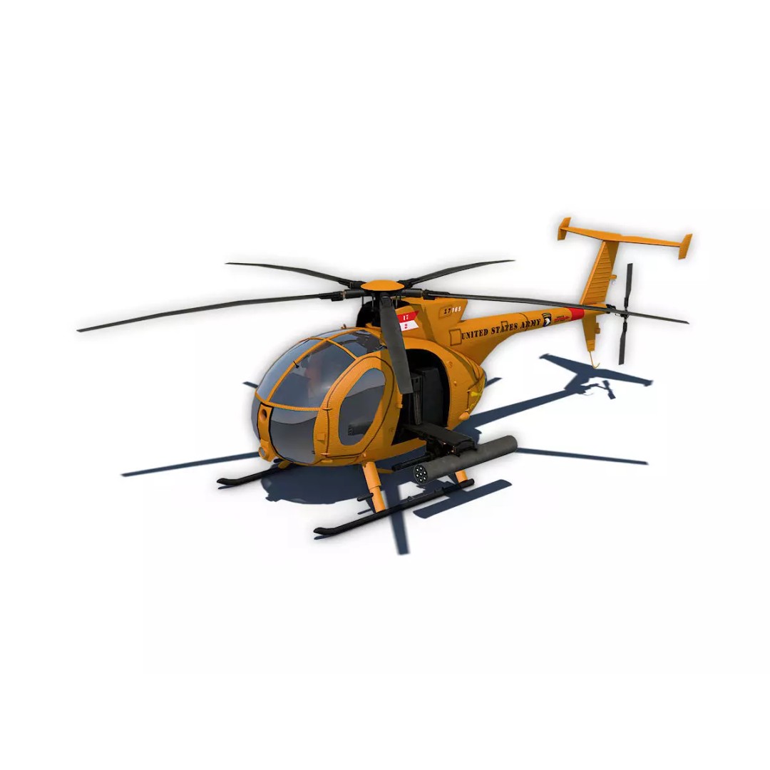 Hughes AH-6 Little Bird 3D Model – Low Poly Game Asset, FBX - View 2
