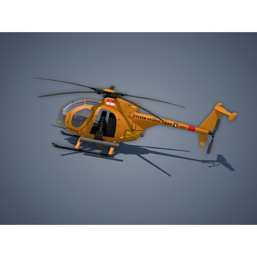 Hughes AH-6 Little Bird 3D Model – Low Poly Game Asset, FBX - View 4