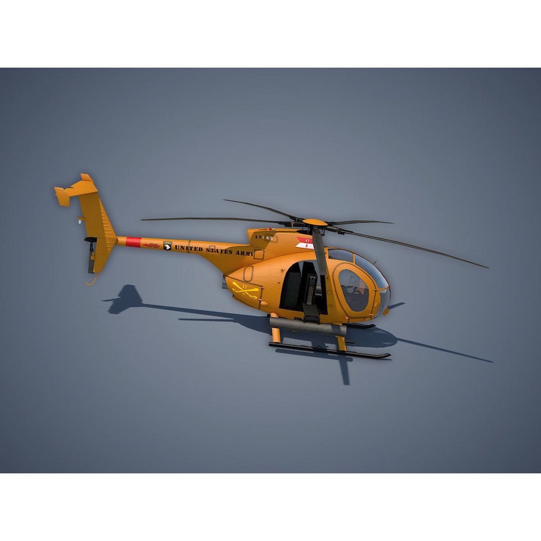 Hughes AH-6 Little Bird 3D Model – Low Poly Game Asset, FBX - View 5