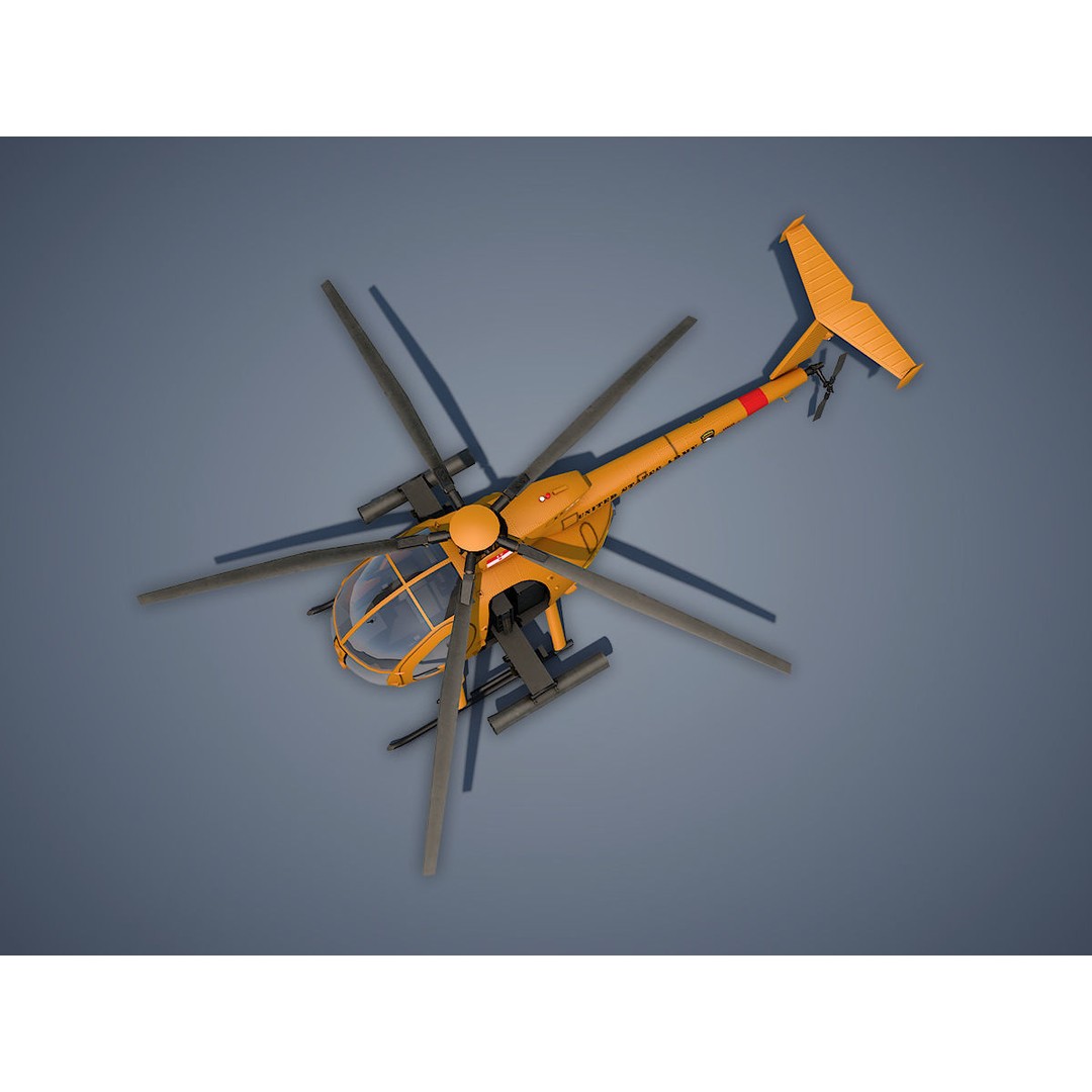 Hughes AH-6 Little Bird 3D Model – Low Poly Game Asset, FBX - View 6