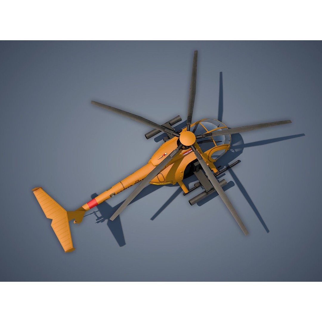 Hughes AH-6 Little Bird 3D Model – Low Poly Game Asset, FBX - View 7