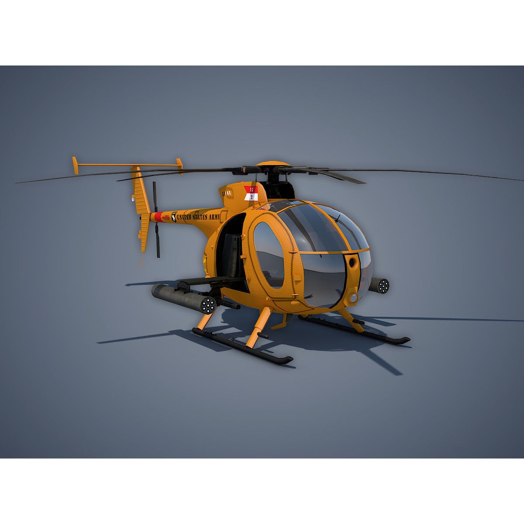 Hughes AH-6 Little Bird 3D Model – Low Poly Game Asset, FBX - View 8