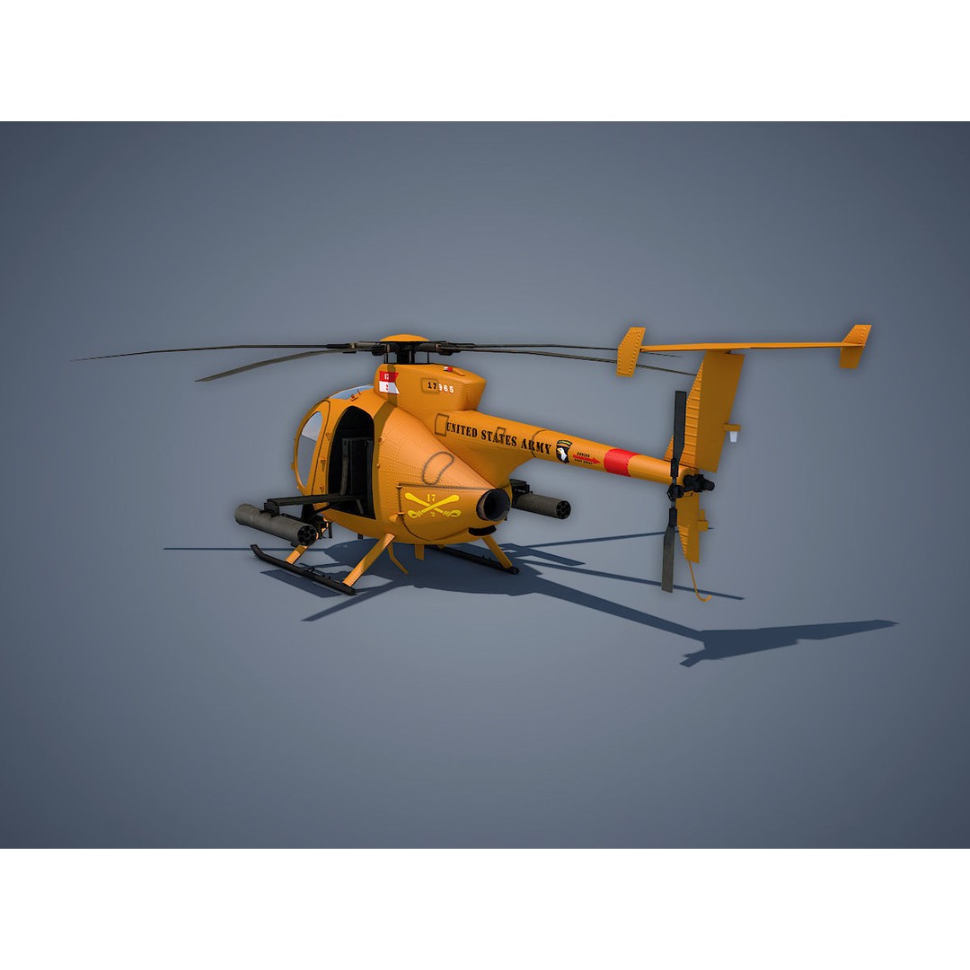 Hughes AH-6 Little Bird 3D Model – Low Poly Game Asset, FBX - View 9