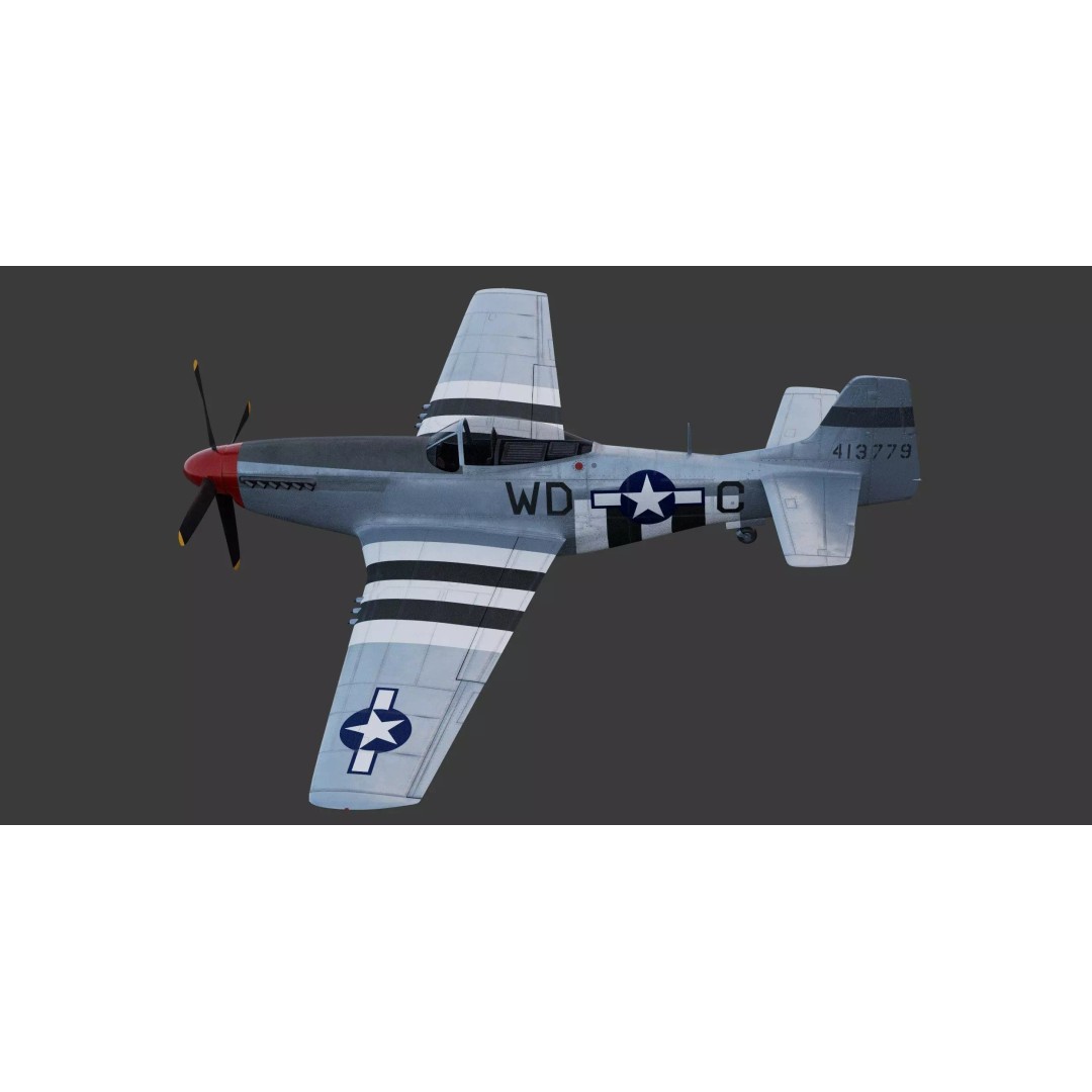North American P-51D Mustang 3D Model – WWII Fighter Aircraft, Game-Ready