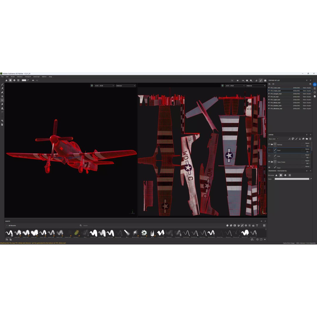North American P-51D Mustang 3D Model – WWII Fighter Aircraft, Game-Ready - View 11