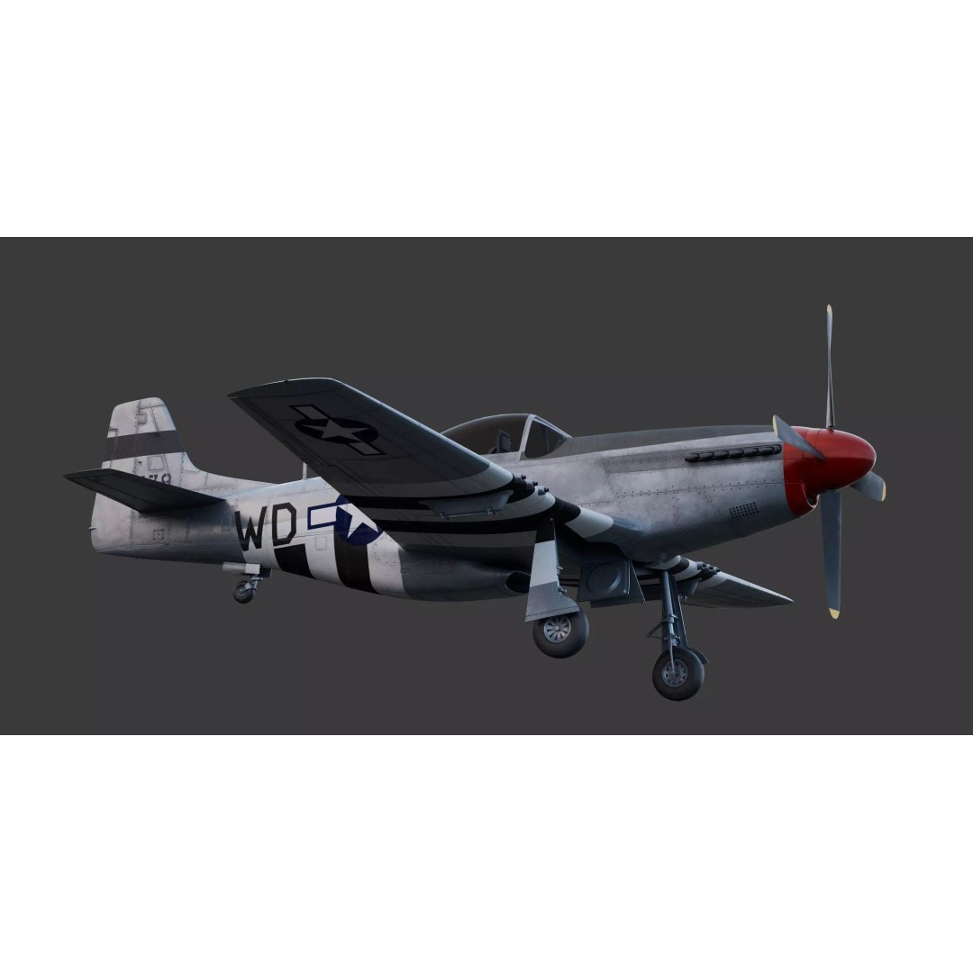 North American P-51D Mustang 3D Model – WWII Fighter Aircraft, Game-Ready - View 12