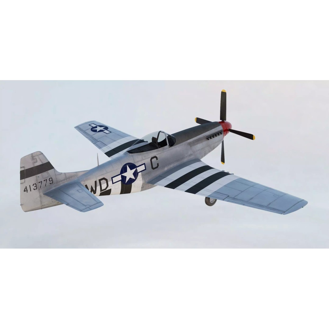 North American P-51D Mustang 3D Model – WWII Fighter Aircraft, Game-Ready - View 8