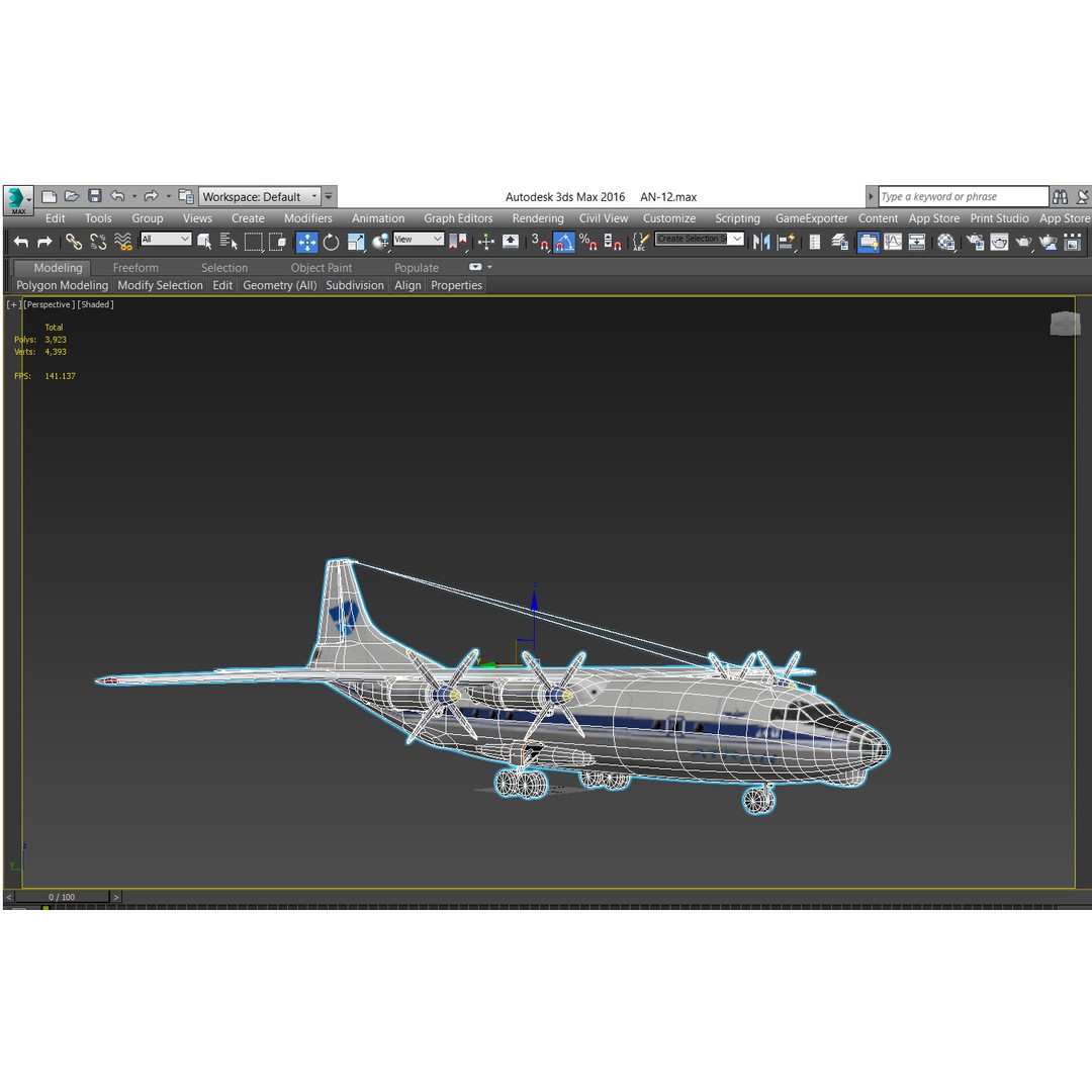 Antonov An-12 3D Model – Low Poly Aircraft, FBX, Game Ready - View 12