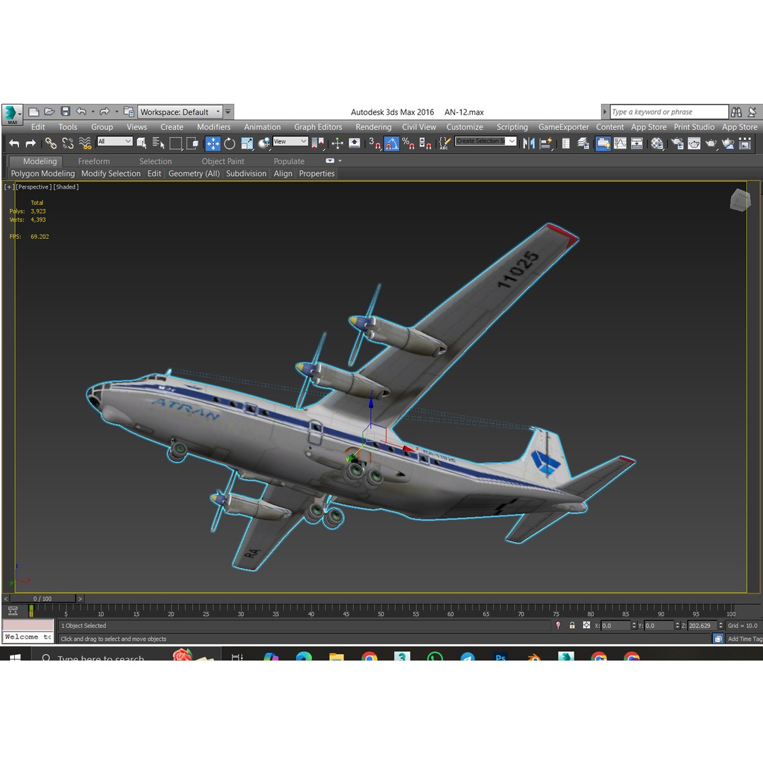 Antonov An-12 3D Model – Low Poly Aircraft, FBX, Game Ready - View 13