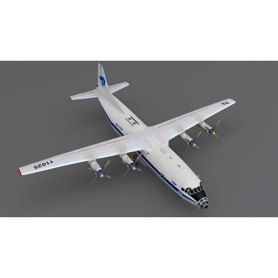 Antonov An-12 3D Model – Low Poly Aircraft, FBX, Game Ready - View 6