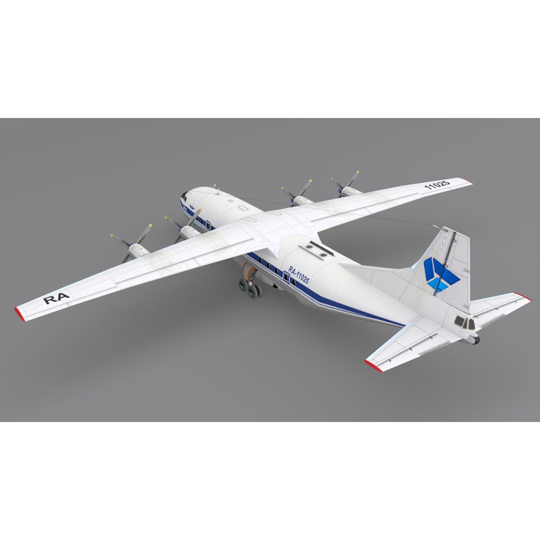 Antonov An-12 3D Model – Low Poly Aircraft, FBX, Game Ready - View 9