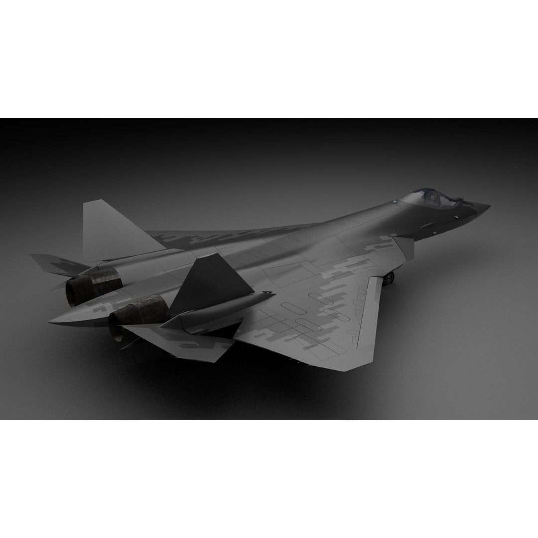Sukhoi SU-57 3D Model – High Poly Fighter Jet with PBR Textures, FBX, Blender - View 5