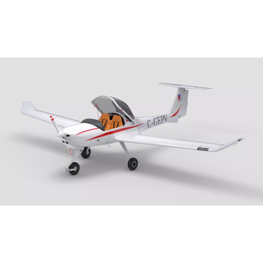 Diamond DA20 C1 3D Model – Low Poly Rigged Aircraft, FBX - View 10