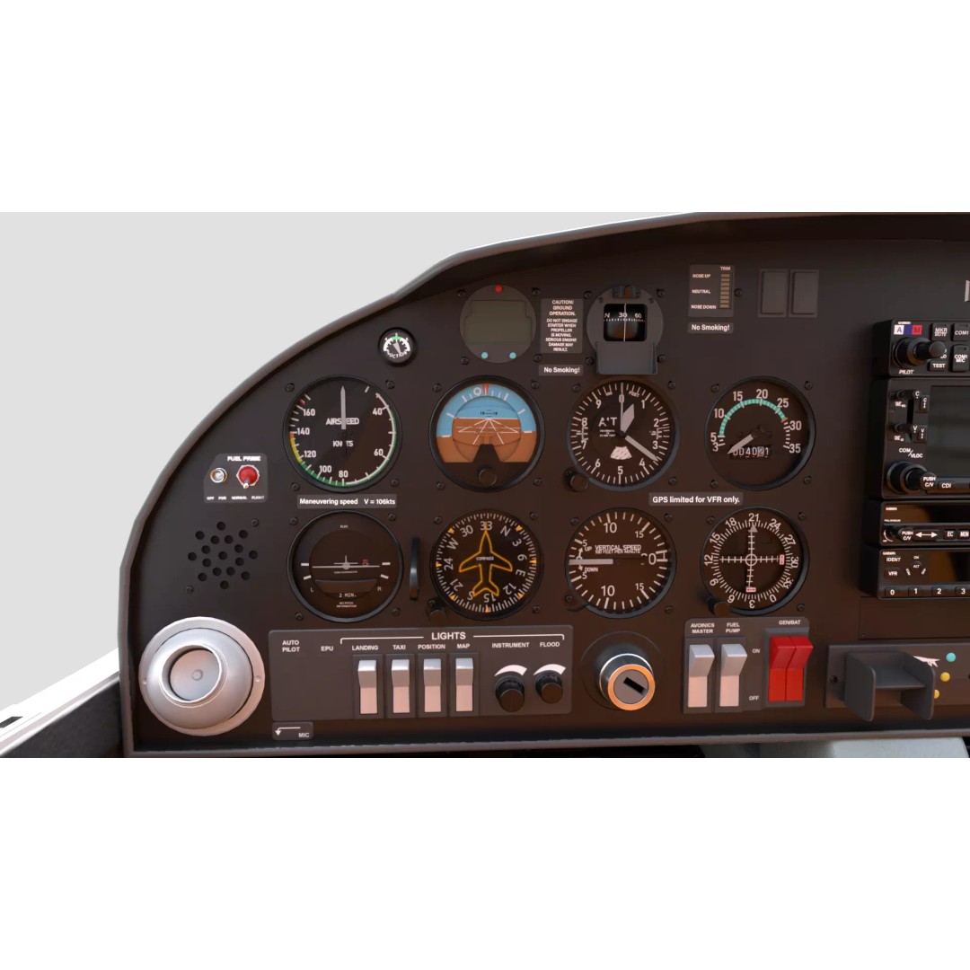 Diamond DA20 C1 3D Model – Low Poly Rigged Aircraft, FBX - View 17