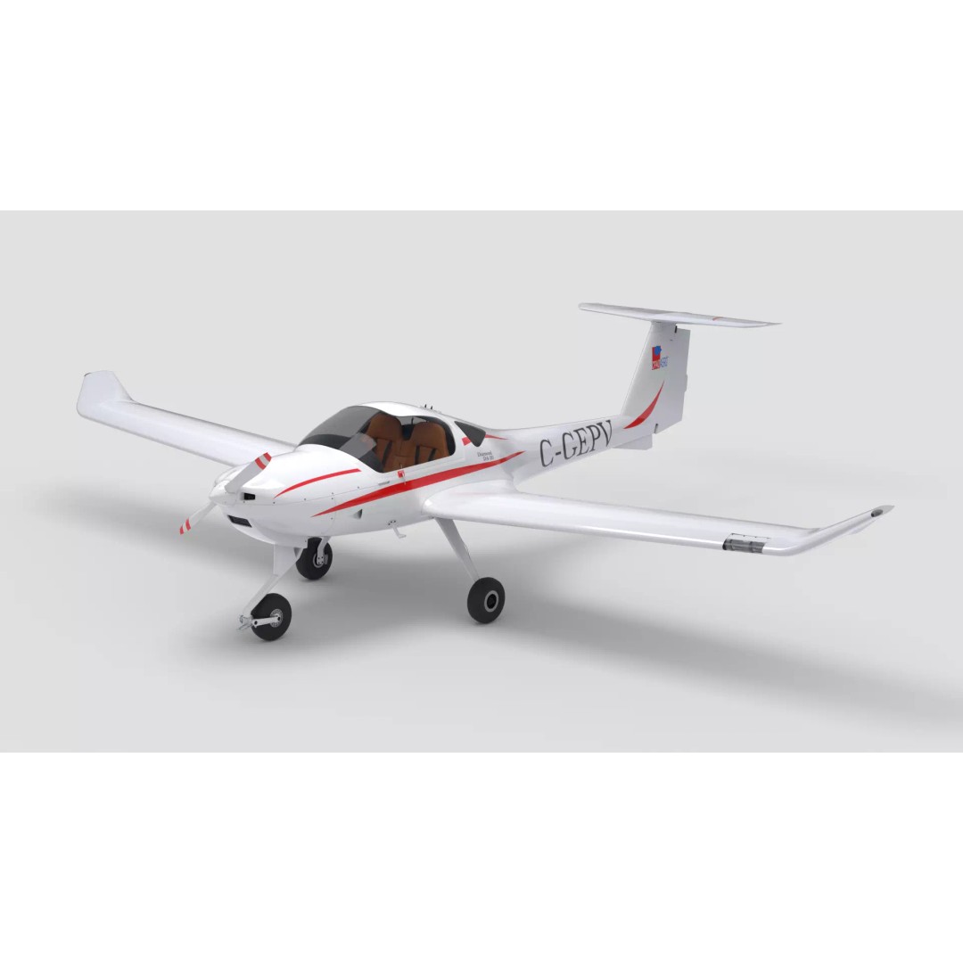 Diamond DA20 C1 3D Model – Low Poly Rigged Aircraft, FBX - View 2