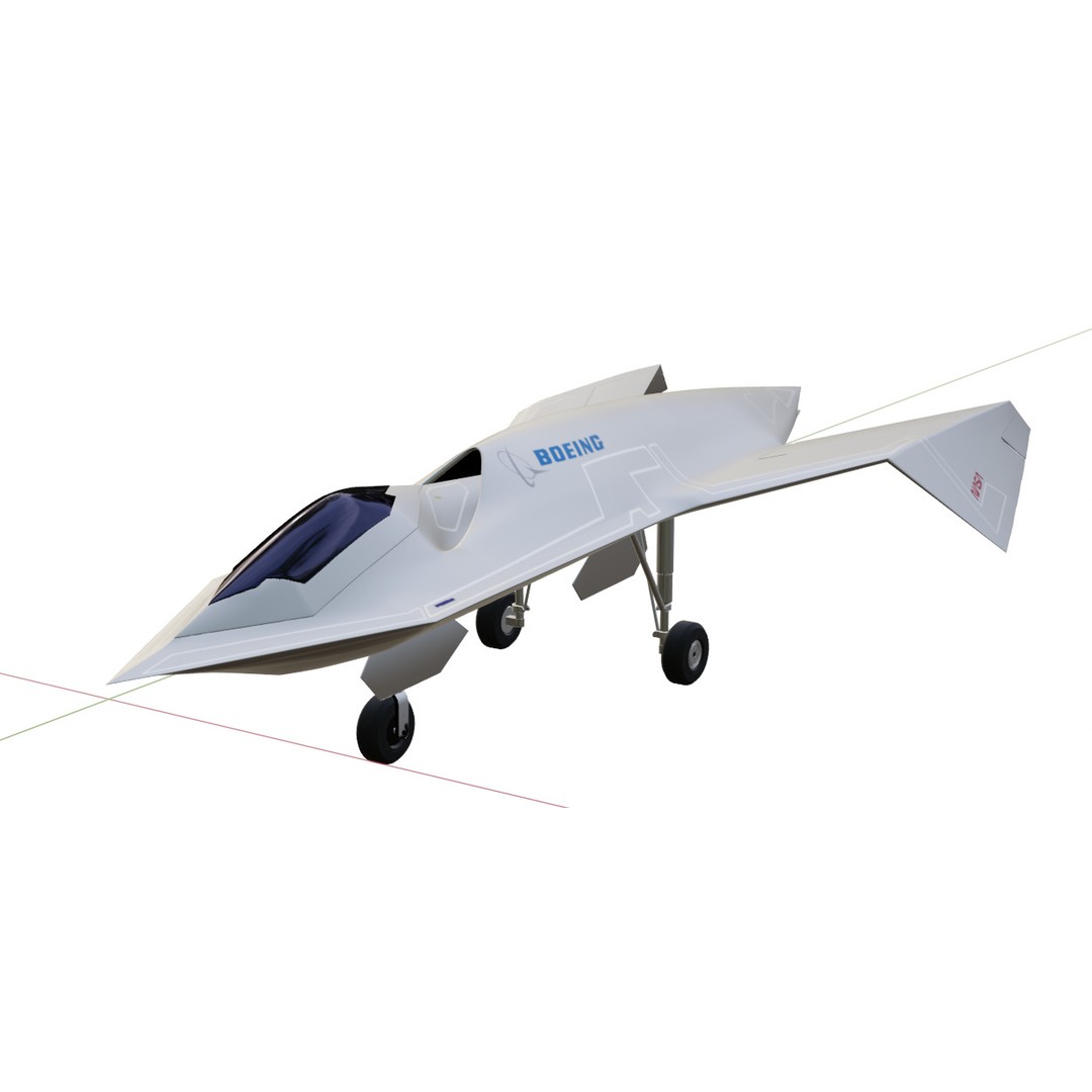 Boeing Bird of Prey 3D Model – Low Poly Stealth Aircraft, FBX, OBJ - View 12