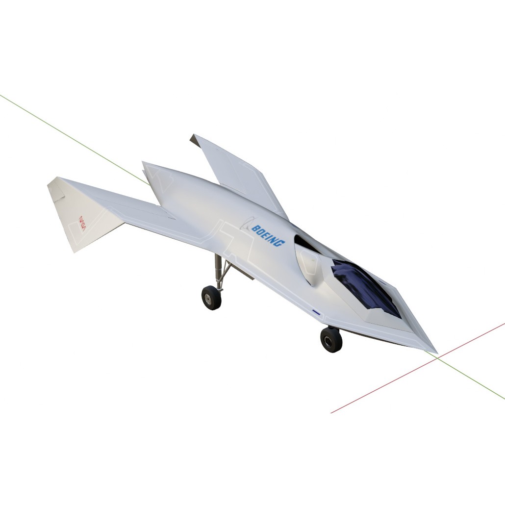 Boeing Bird of Prey 3D Model – Low Poly Stealth Aircraft, FBX, OBJ - View 22