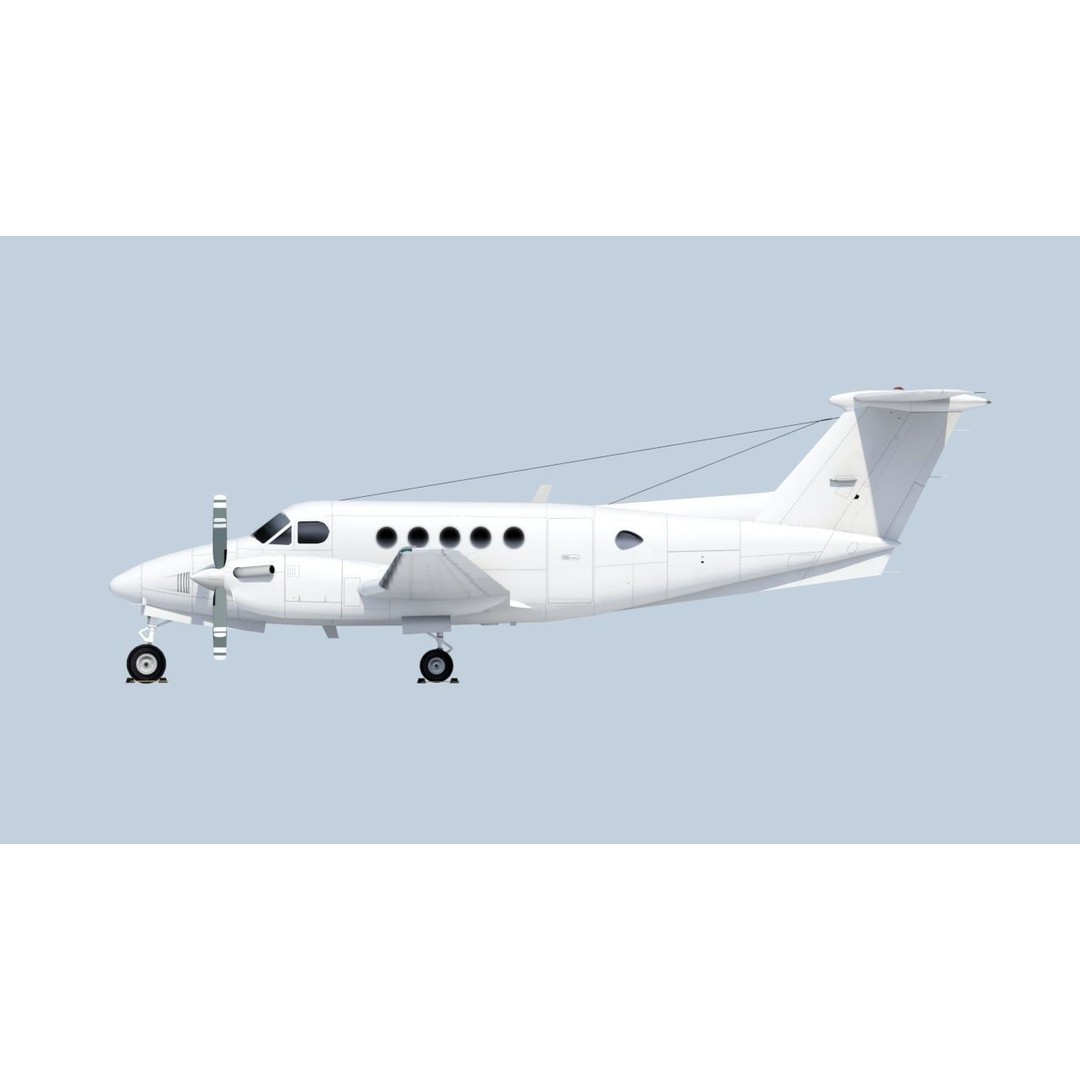Beech King Air 200 3D Model – Low Poly Static Aircraft for Simulators - View 10