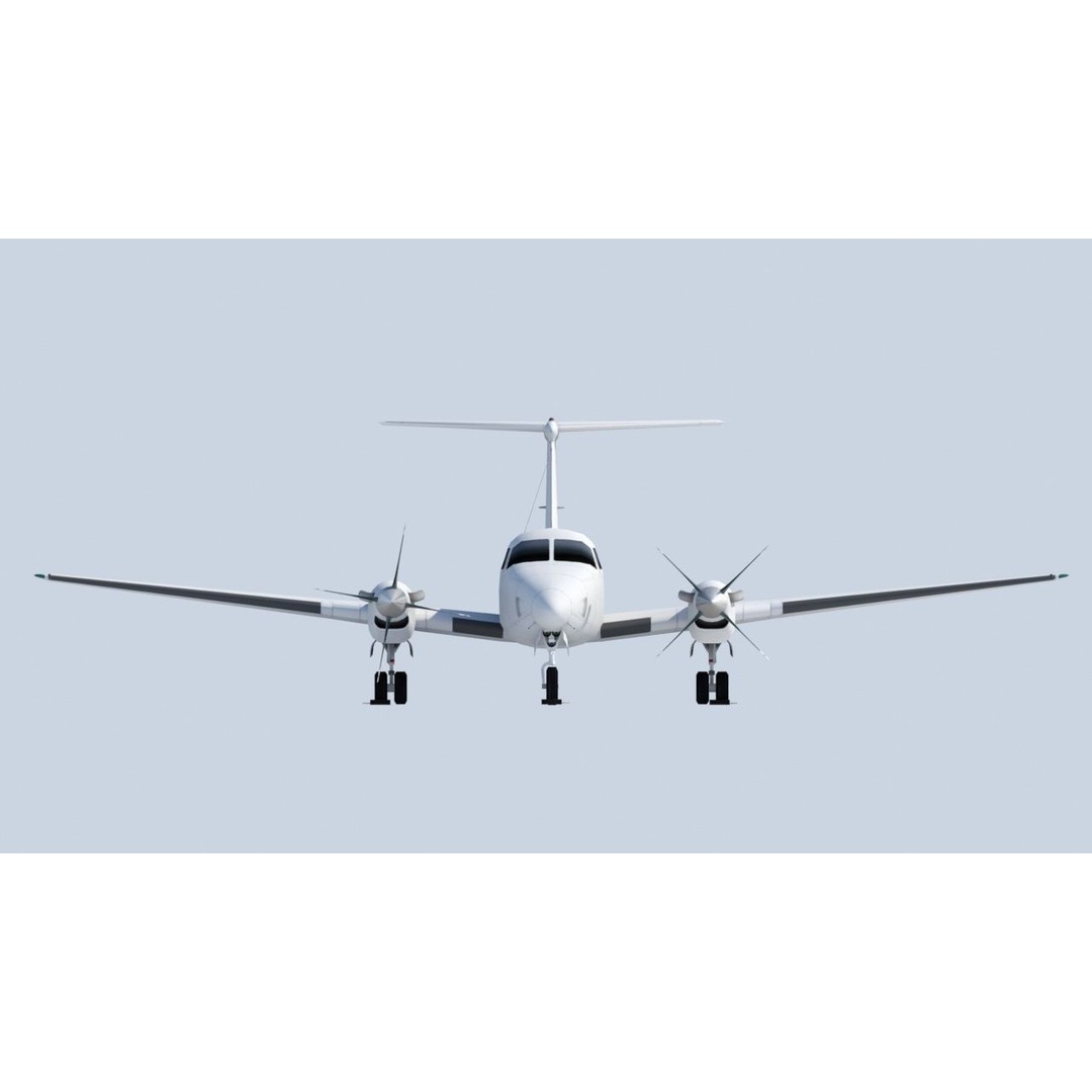 Beech King Air 200 3D Model – Low Poly Static Aircraft for Simulators - View 11