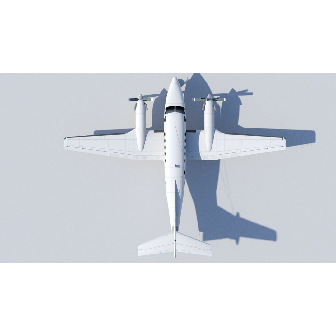 Beech King Air 200 3D Model – Low Poly Static Aircraft for Simulators - View 12