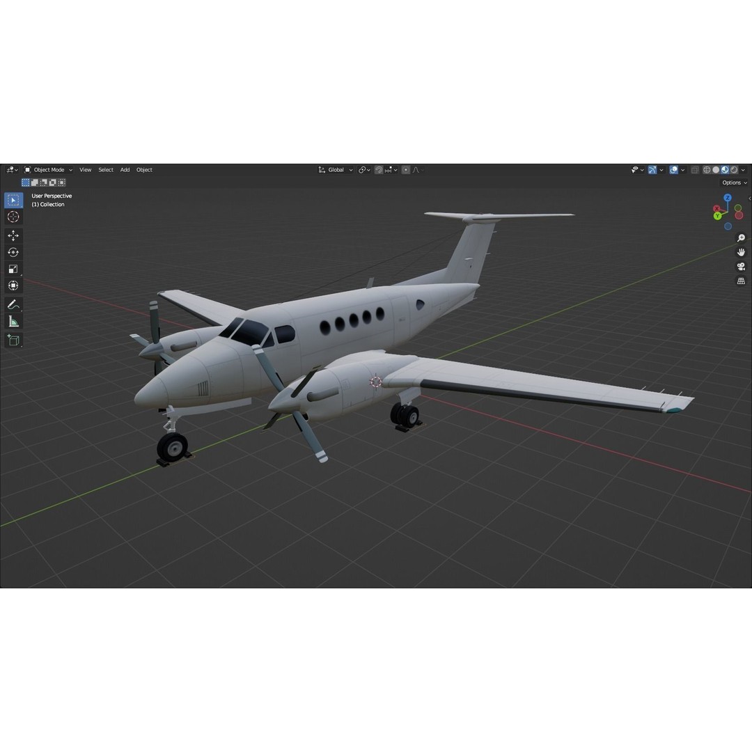 Beech King Air 200 3D Model – Low Poly Static Aircraft for Simulators - View 13