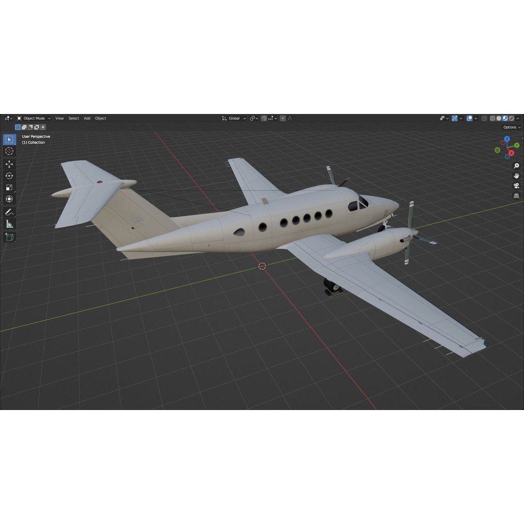 Beech King Air 200 3D Model – Low Poly Static Aircraft for Simulators - View 14