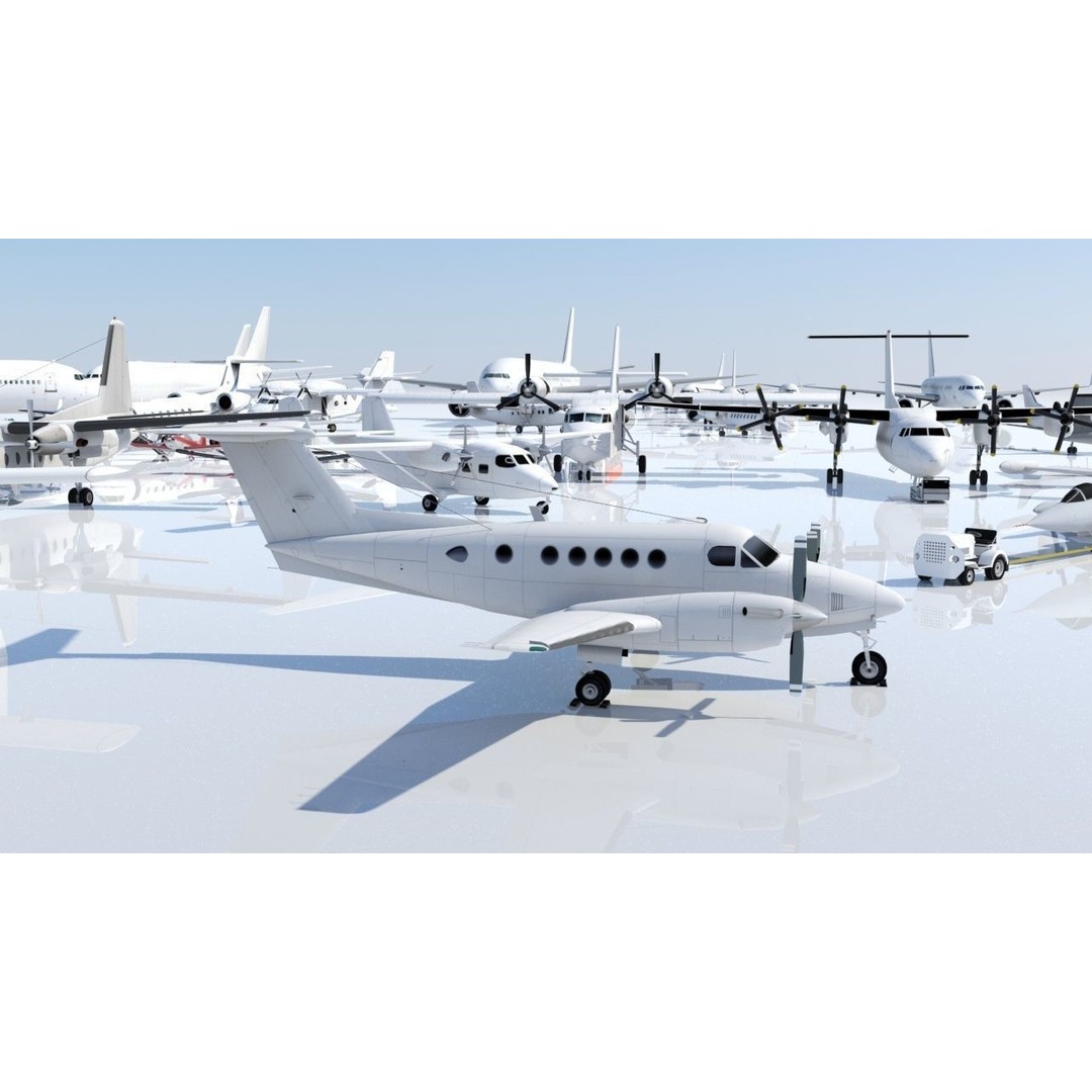 Beech King Air 200 3D Model – Low Poly Static Aircraft for Simulators - View 15